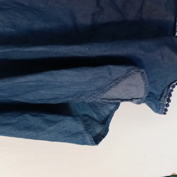 Justice Shirts & Tops Justice Blue Denim Girls Peasant Blouse